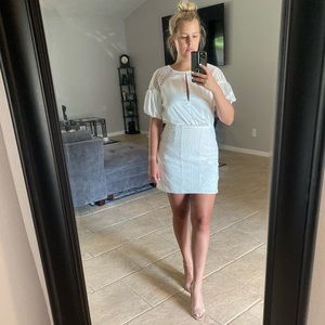 Do + Be White Satin Puff Sleeve Mini